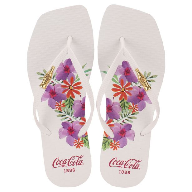 Chinelo Feminino Carlo Square Coca-Cola CC4326 BRANCO/LILAS 33/34