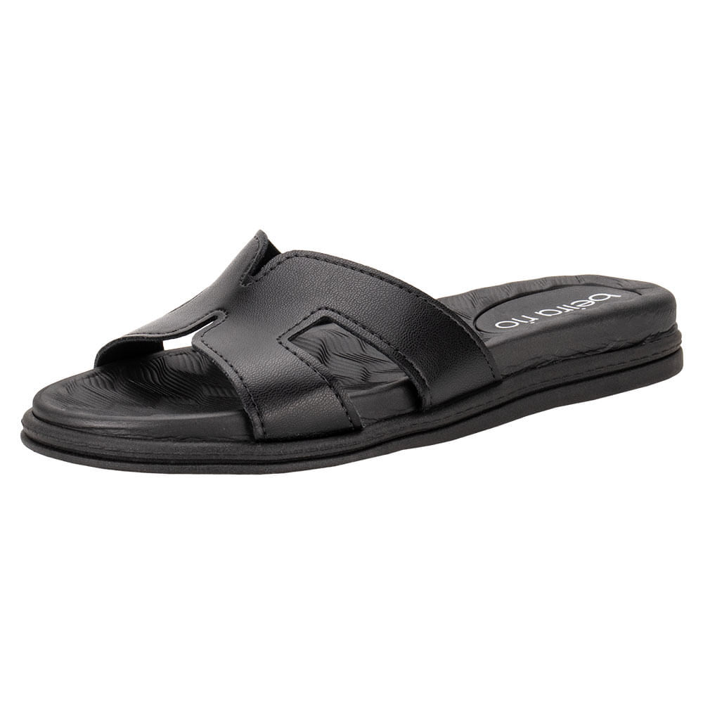 Tamanco Feminino Flat Beira Rio 8528204 PRETO | Clovis Calçados