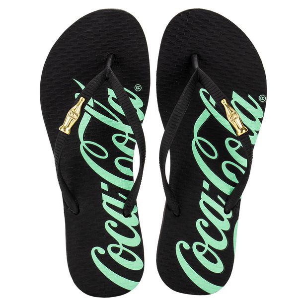 Chinelo Feminino Coke Japan Style Coca Cola CC3984 PRETO/VERDE 33/34