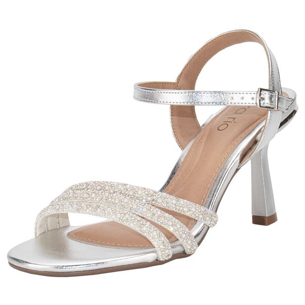 Sandália Feminina Salto Fino Beira Rio 8545 PRATA 37