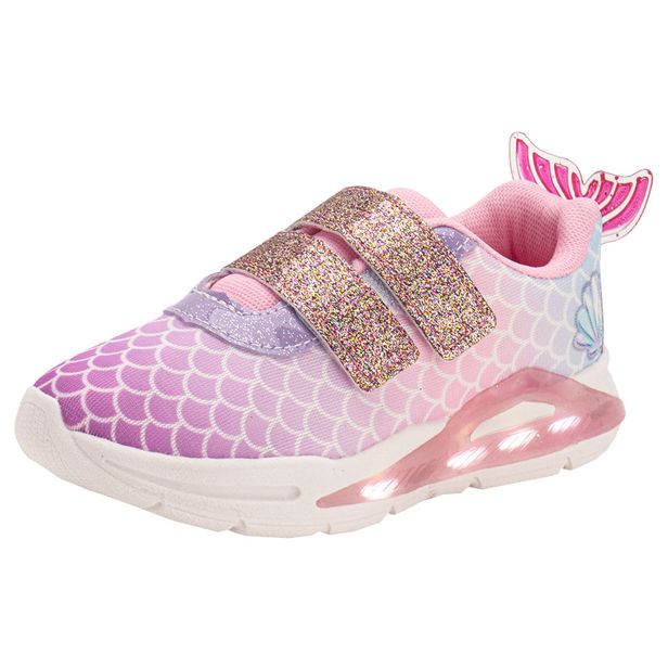 Tênis Infantil Feminino Led Minipé MP2413 BRANCO/ROSA 27