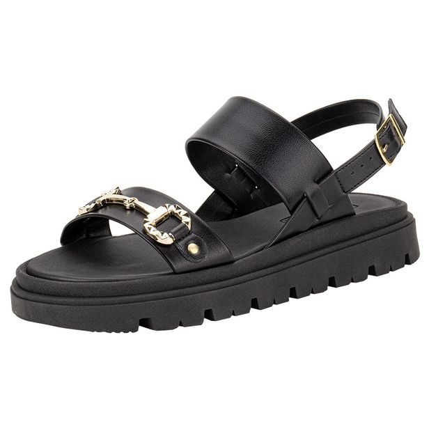 Sandália Feminina Flat Moleca 5504107 PRETO 34