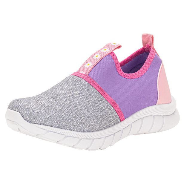 Tênis Infantil Feminino Kids Top 0363  CINZA/LILAS 28