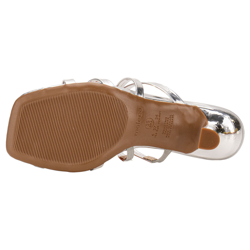 Tamanco Feminino Salto Fino Moleca 5523103 PRATA - cloviscalcados