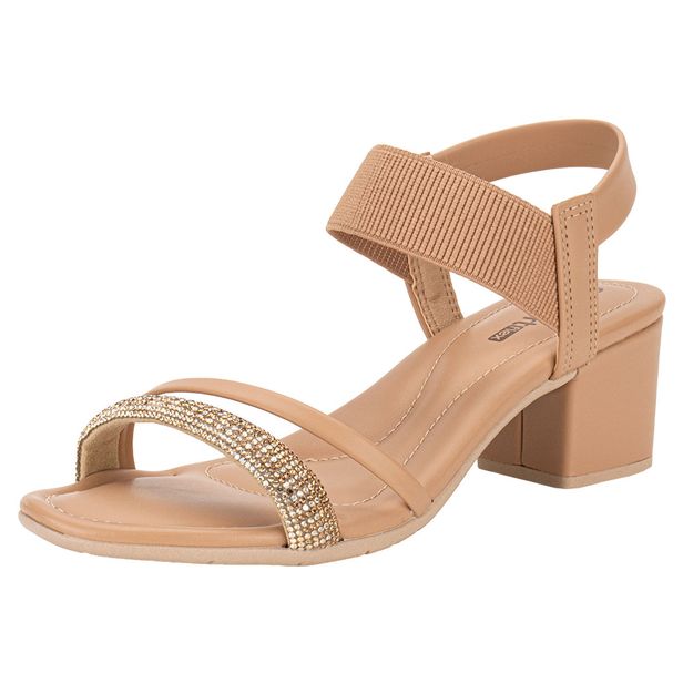 Sandália Feminina Salto Grosso Ramarim 2450404 SALMÃO 34
