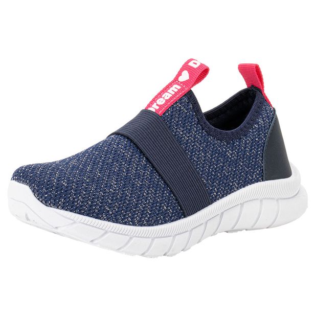 Tênis Infantil Feminino Slip On Kids Top 362TN AZUL/ROSA 32