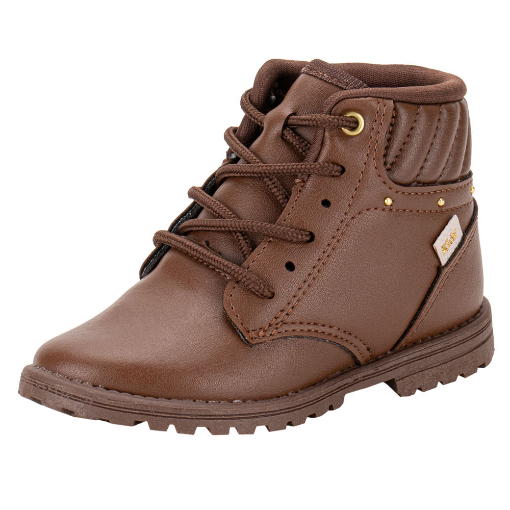 Bota Coturno Infantil Feminina Bota Kidy Marrom Bota Infantil