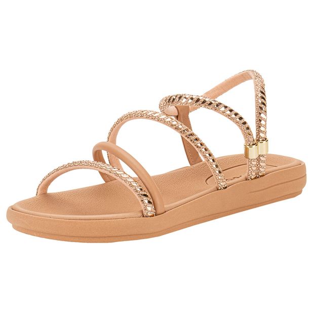 Sandália Feminina Flat Moleca 5525104 OURO/ROSADO 35