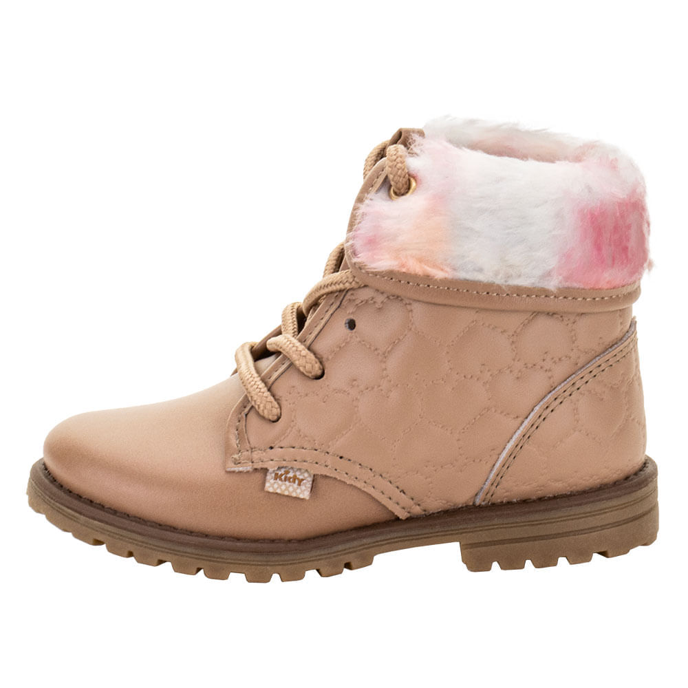 Bota Infantil Feminina Coturno Fashion Kidy 0840086 BEGE/ROSA - Main Image