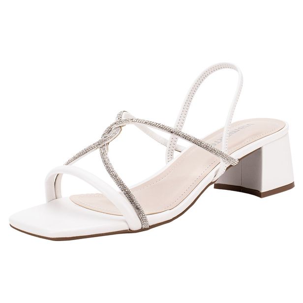 Sandália Feminina Salto Grosso Via Marte 199001 BRANCO 34