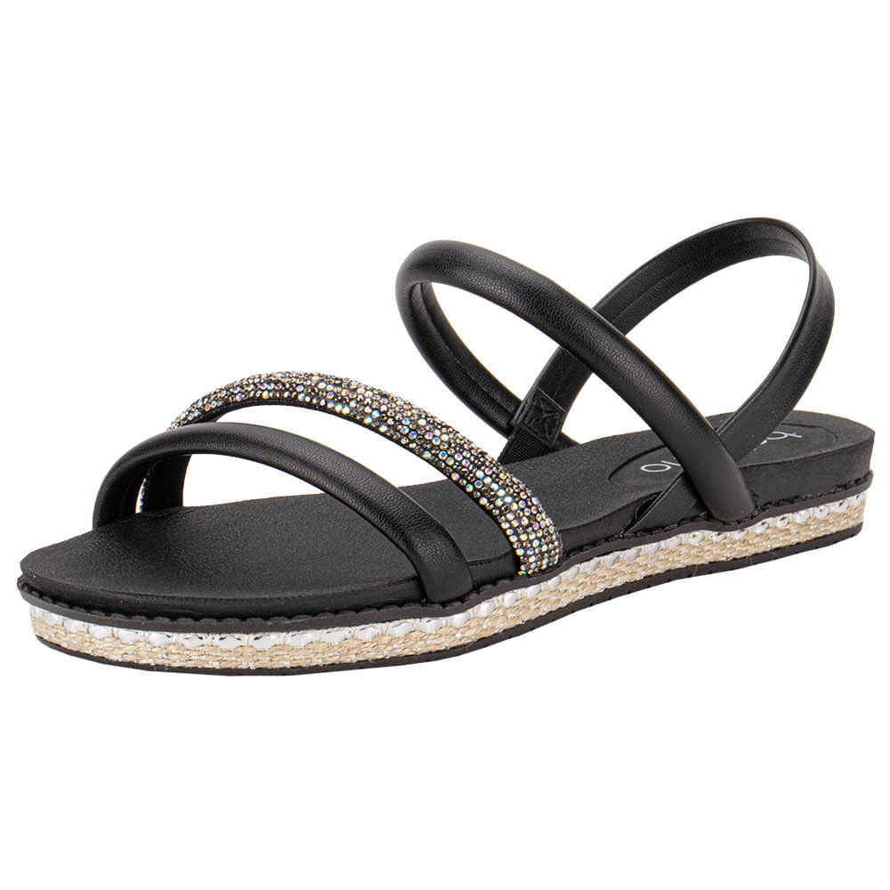 Sandália Feminina Flat Beira Rio 83211546 PRETO 01 cloviscalcados