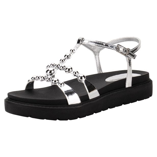 Sandália Feminina Flat Via Marte 176010 PRATA 34