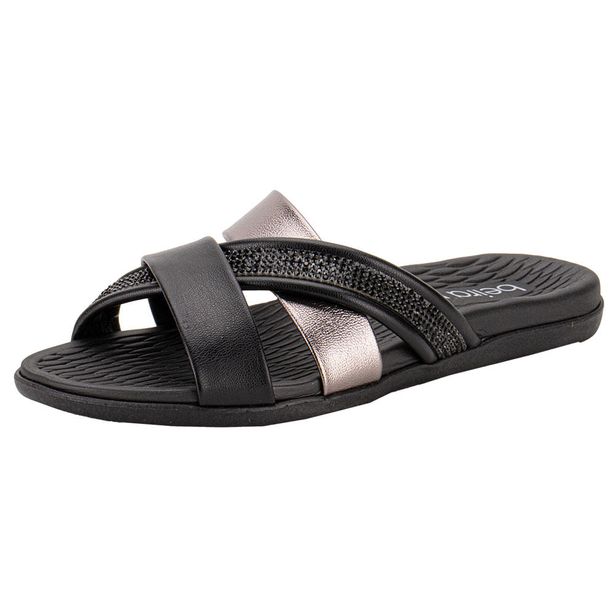 Tamanco Feminino Flat Beira Rio 8544103 PRETO/CINZA 34