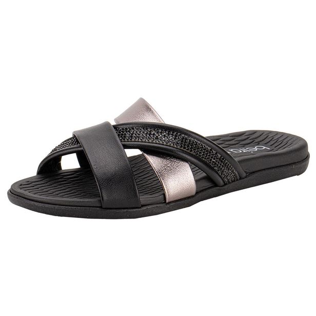 Tamanco Feminino Flat Beira Rio 8544103 PRETO/CINZA 35