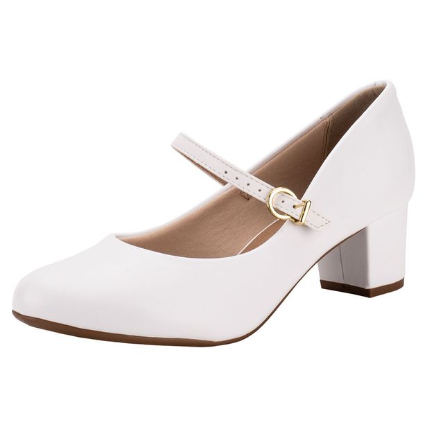 Sapato Feminino Salto Grosso Beira Rio 4777475 BRANCO 34