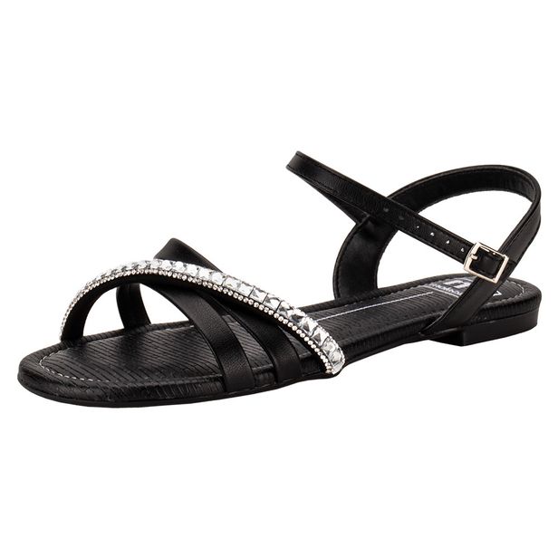 Sandália Feminina Flat Moleca 5429456 PRETO 35
