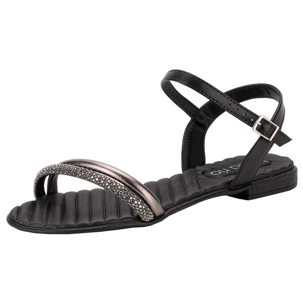 Sandália Feminina Flat Beira Rio 8519109 PRETO/CINZA 34