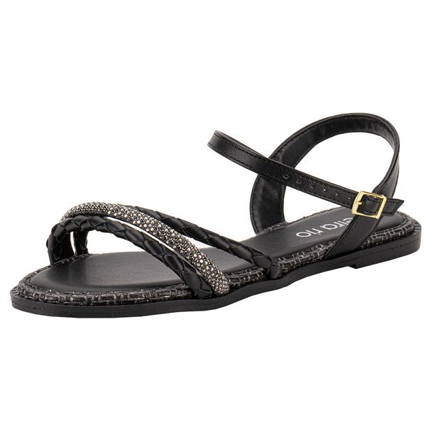 Sandália Feminina Flat Beira Rio 8472413 PRETO 34