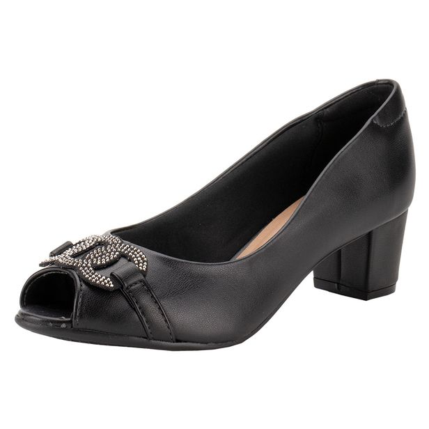 Peep Toe Feminino Salto Grosso Beira Rio 4777498 PRETO 34