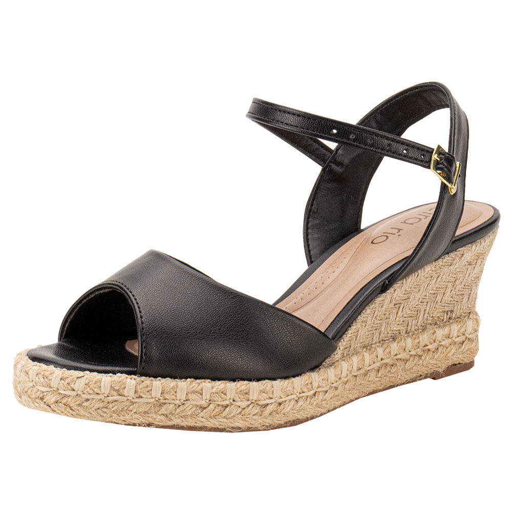 Sandália Feminina Anabela Beira Rio 8486118 PRETO cloviscalcados