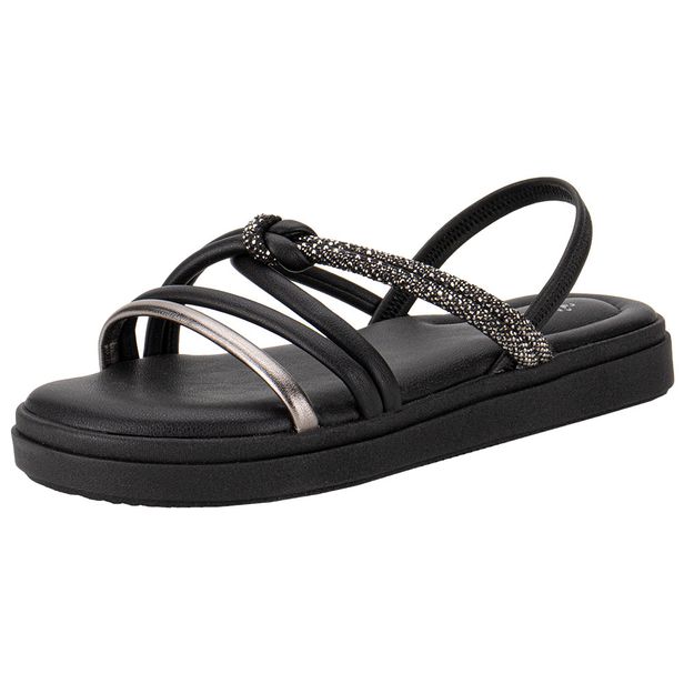 Sandália Feminina Flat Mississipi MB512 PRETO/CINZA 37