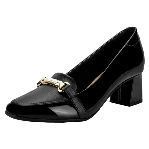 Sapato Feminino Salto Grosso Beira Rio 4314104 VERNIZ/PRETO 36