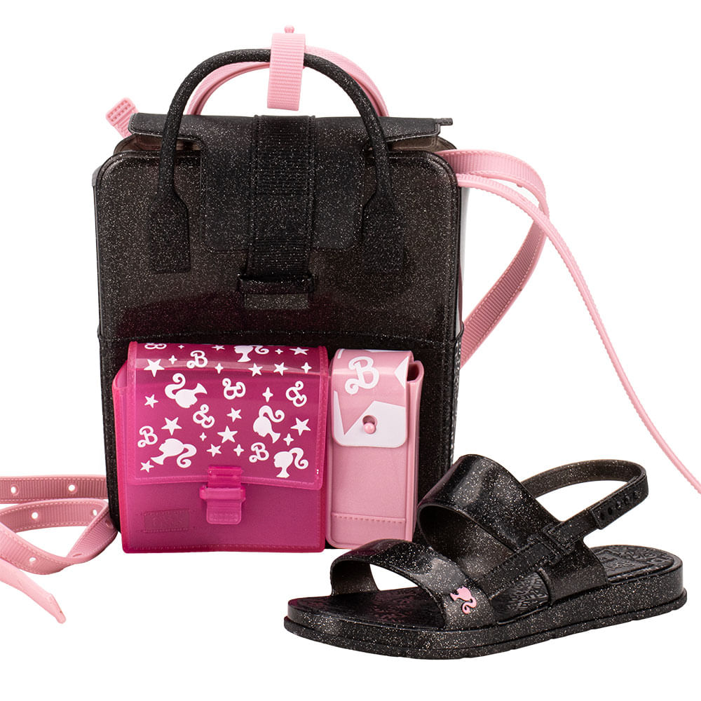 Kit Sandália Barbie Mochila Color Grendene Kids 23067 PRETO