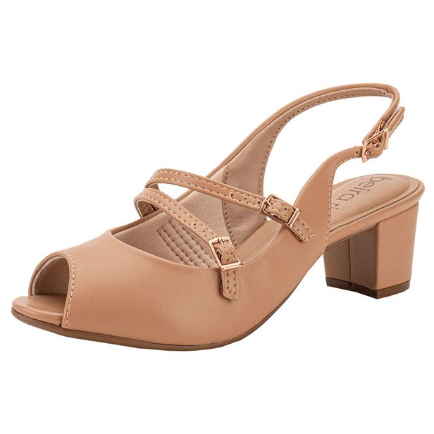 Peep Toe Feminino Salto Grosso Beira Rio 4777497 SALMÃO 34