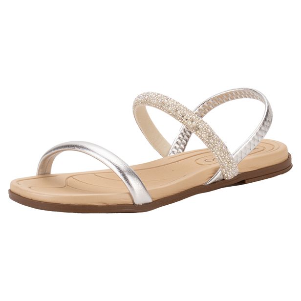 Sandália Feminina Flat Beira Rio 8507103 PRATA 34