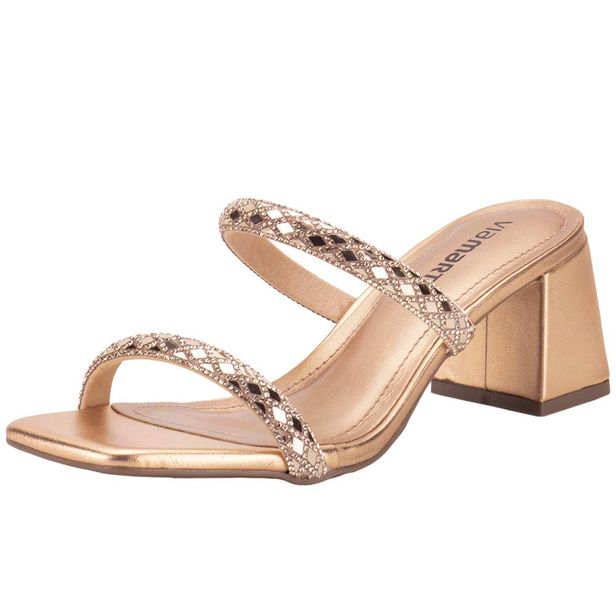 Tamanco Feminino Salto Grosso Via Marte 171011 BRONZE 39