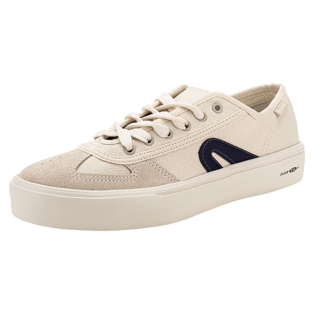 Tênis Masculino Comfort Rainha VL2500 BEGE/AZUL | Clovis Calçados