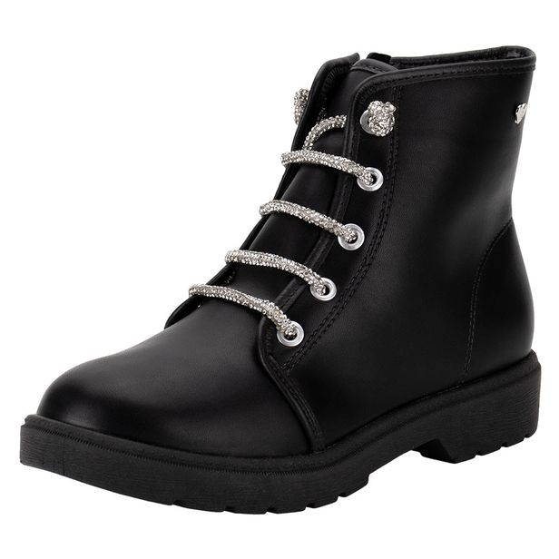 Bota Infantil Feminina Coturno Molekinha 2164136 PRETO/CINZA 29
