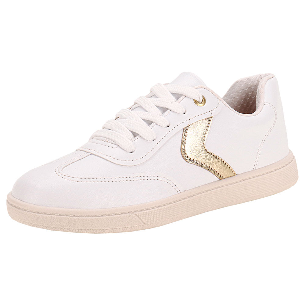 Tênis Feminino Casual Beira Rio 4313103 BRANCO/DOURADO