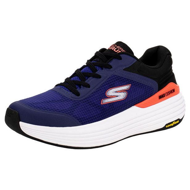 Tênis Masculino Max Cushioning Suspension Skechers 220932 AZUL/LARANJA 44