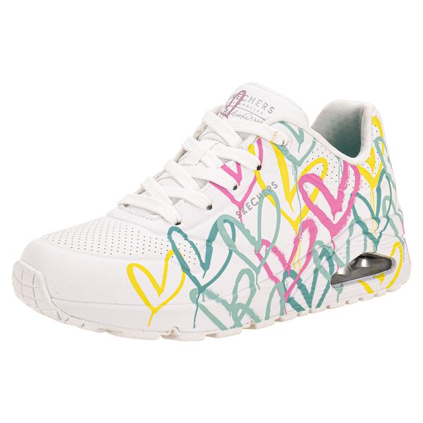 Tênis Feminino JGoldcrown Uno Changed Love Skechers 177982 BRANCO/VERDE 34