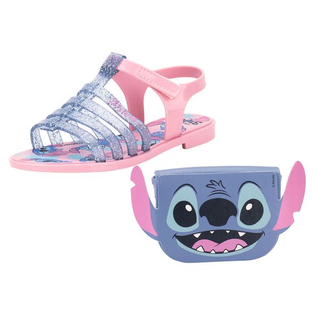 Kit Sandália Infantil Stitch Clutch e Stitch Clutch Bag Grendene Kids 23199 ROSA 23/24