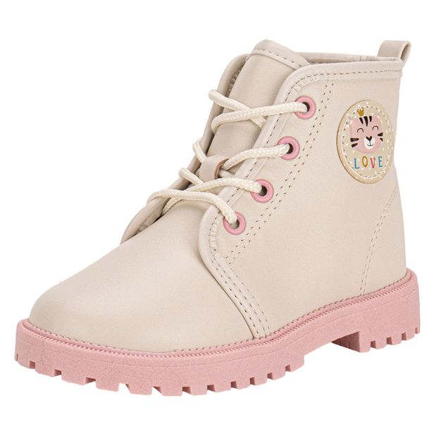 Bota Infantil Feminina Coturno Molekinha 2126525 BEGE/ROSA 17