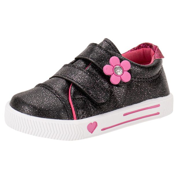 Tênis Infantil Feminino Linda Jú - 15551 PRETO/PINK 23