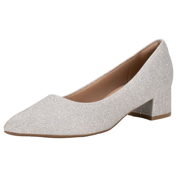 Sapato Feminino Salto Grosso Piccadilly 739015 PRATA 34