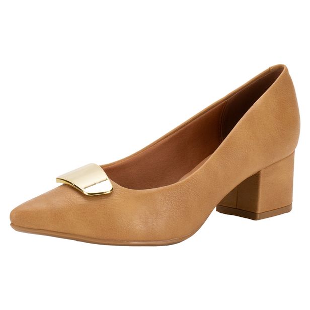Sapato Feminino Salto Grosso Vizzano 1220377 CARAMELO 34