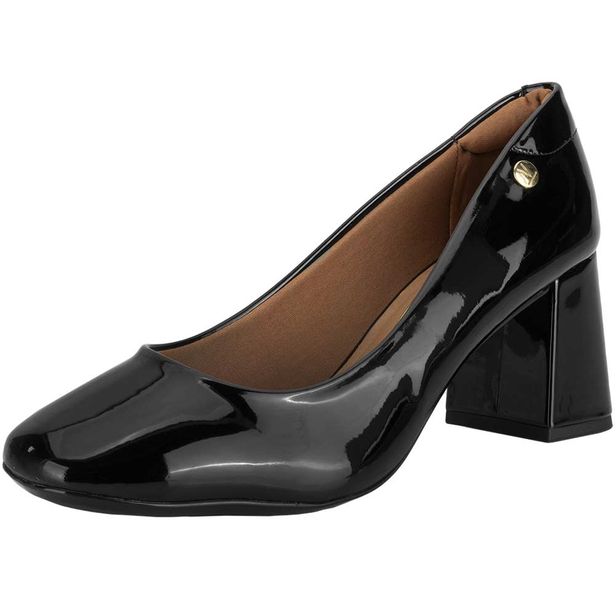 Sapato Feminino Salto Grosso Vizzano 1446100 VERNIZ/PRETO 35