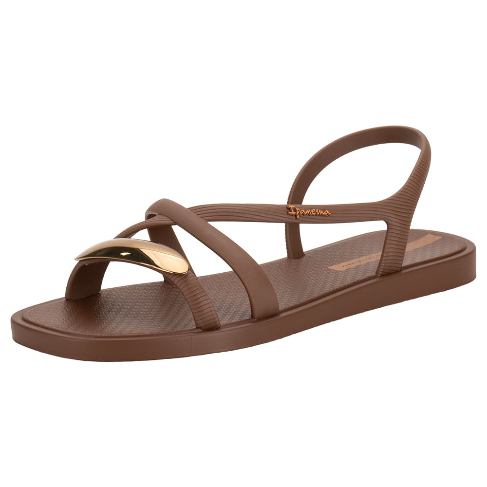 Sandália Feminina Flat Go Chic Ipanema 27350 CAFÉ | Clovis Calçados