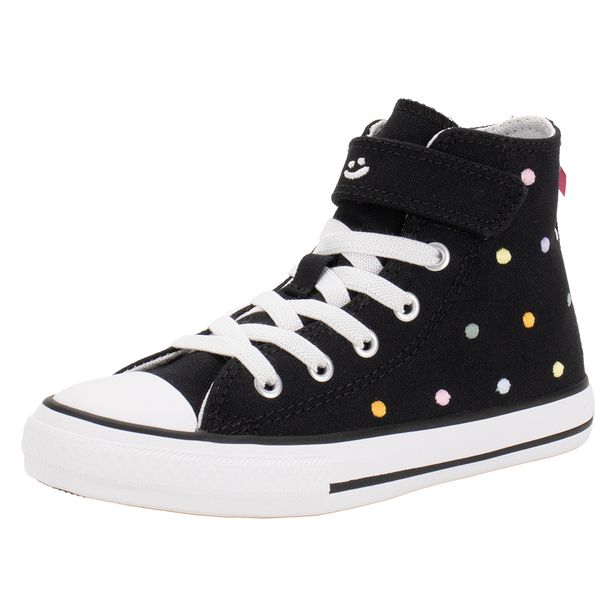 Tênis Infantil Chuck Taylor All Star 1V Polka Dots Converse CK1241 PRETO 27
