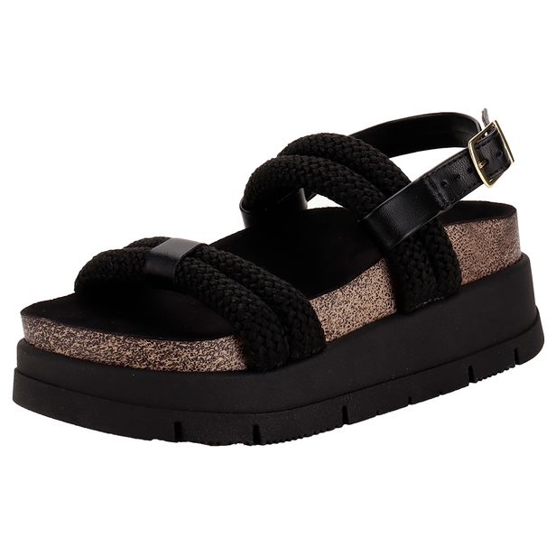 Sandália Feminina Flat Moleca 5513107 PRETO 34