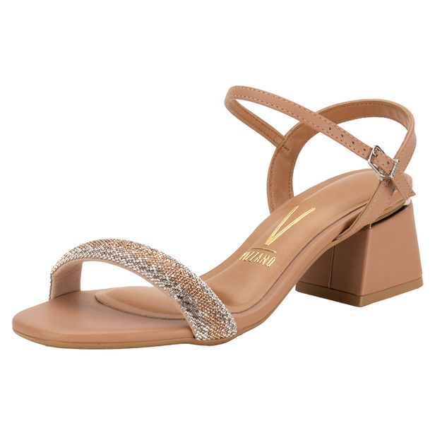 Sandália Feminina Salto Grosso Vizzano 6428139 BEGE 34