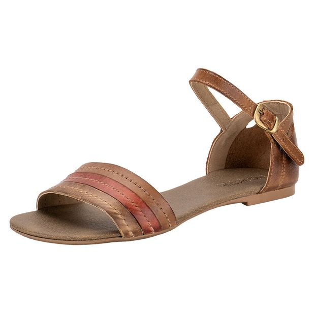 Sandália Feminina Flat Miss Western 120 BEGE/VERMELHO 34