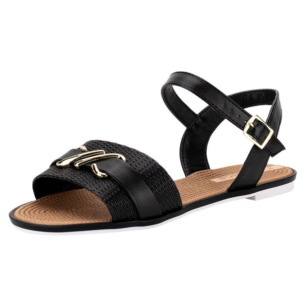 Sandália Feminina Flat Moleca 5297473 PRETO 37