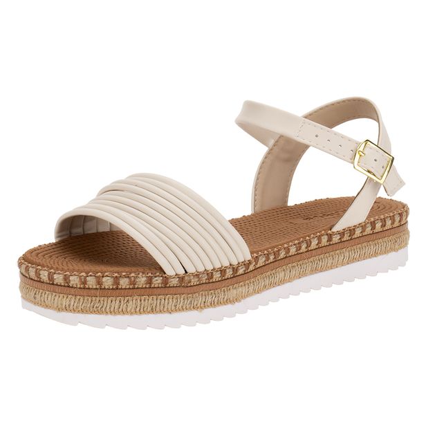 Sandália Feminina Flat Moleca 5447523 MARFIM 34