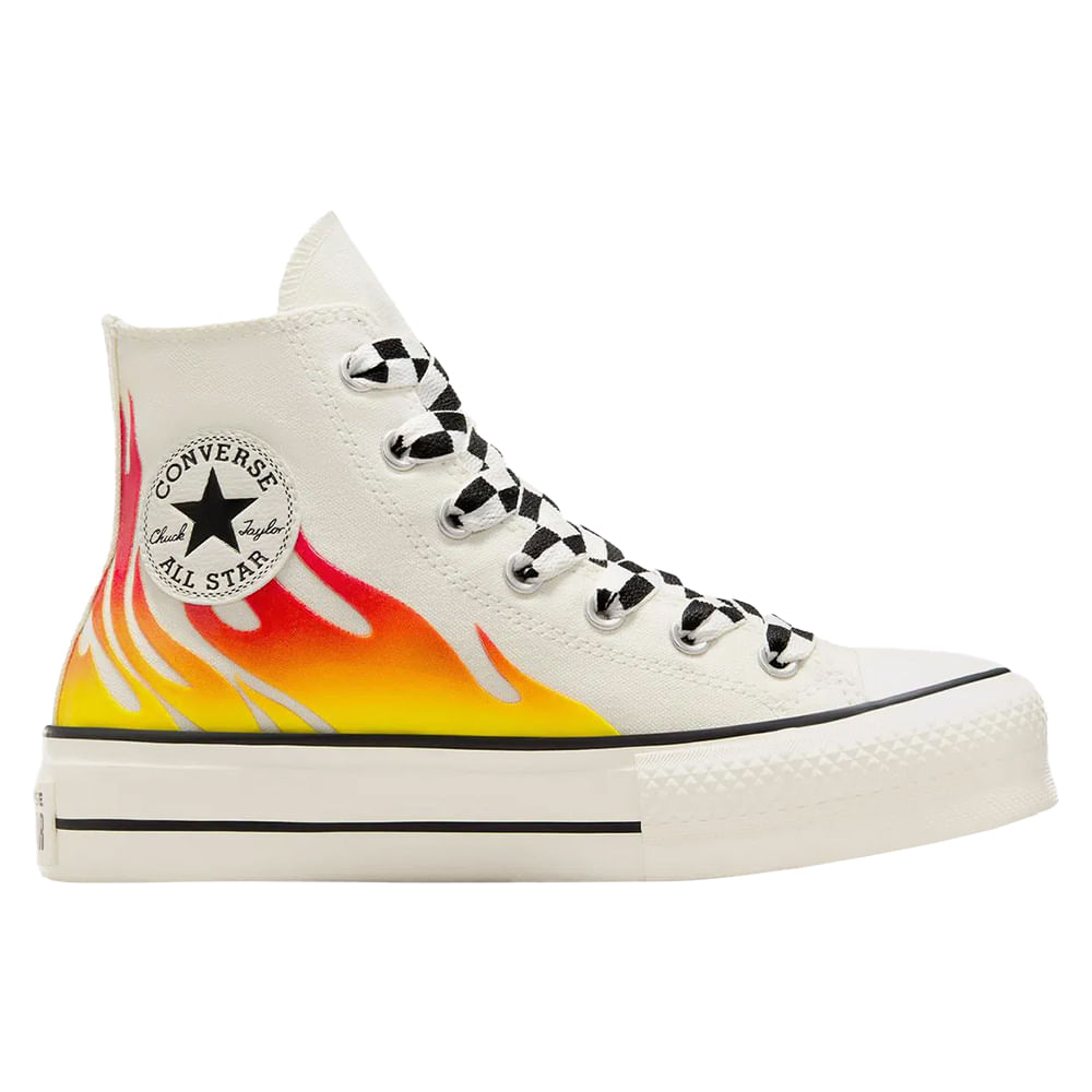 Converse Chuck Taylor All Star ファイヤーパターン Tênis Chuck Taylor All Star Lift Hi Converse A07892C BEGE/LARANJA