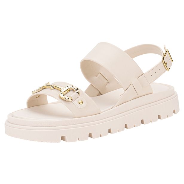 Sandália Feminina Flat Moleca 5504107 MARFIM 37